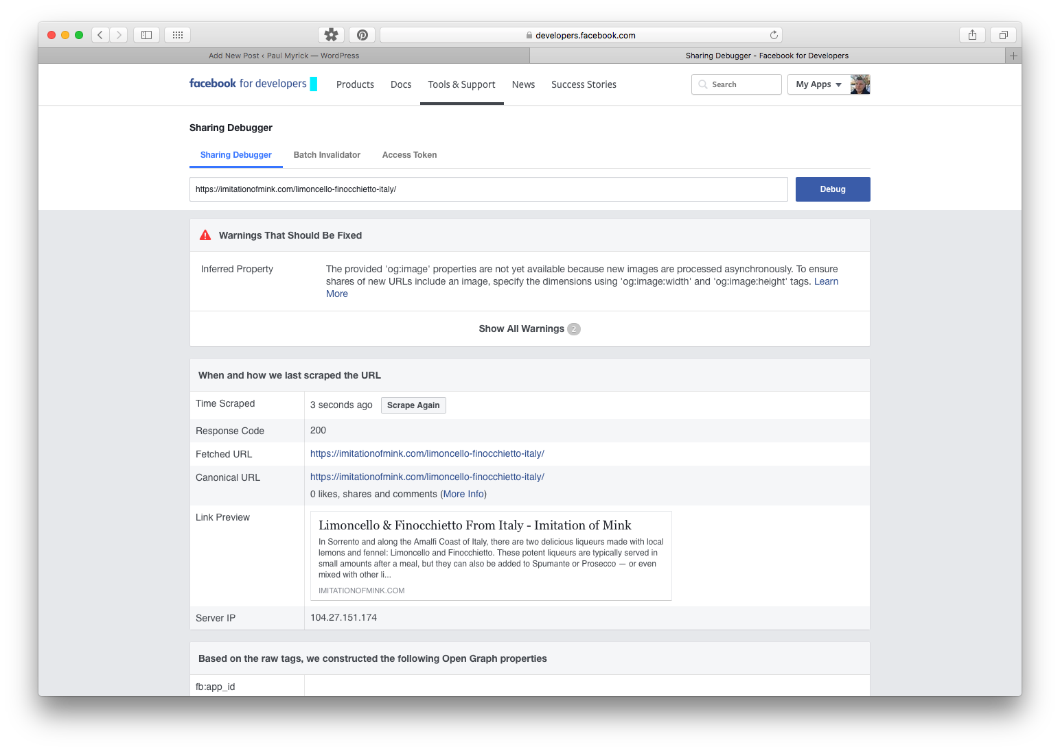 Facebook's Sharing Debugger