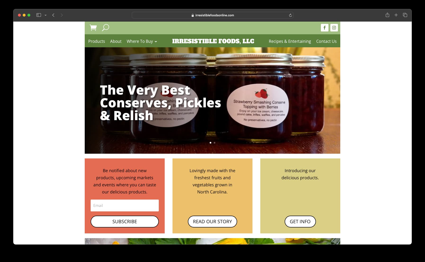 irresistible foods online website screenshot