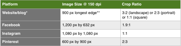 Image Sizes & Crops For Website & Social Media Posting
