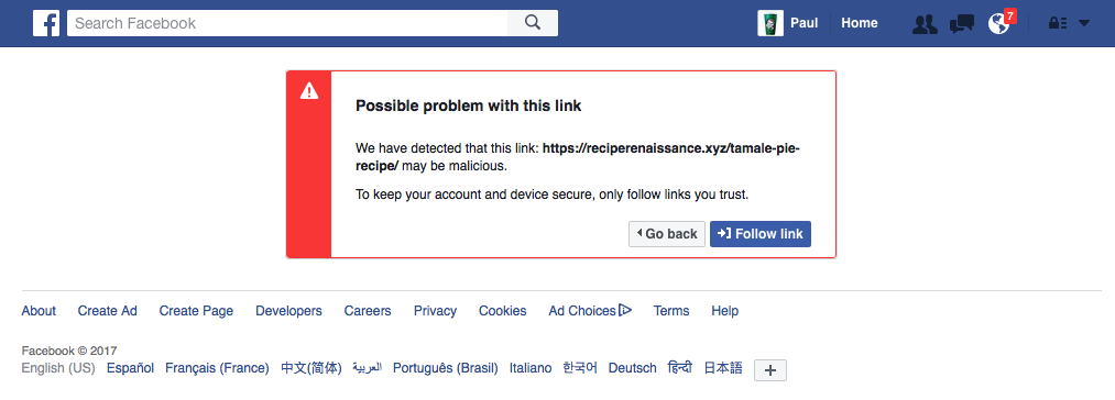Resolving The Dreaded Facebook Malicious Link Warning